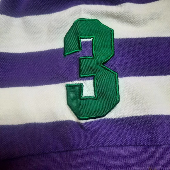 US POLO ASSN Purple White Stripe Rugby short sleeve top XL - Picture 3 of 5
